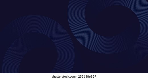 Abstract blue glowing geometric lines on dark blue background. Modern shiny blue circle lines pattern. Futuristic technology concept. Suit for cover, poster. vektor