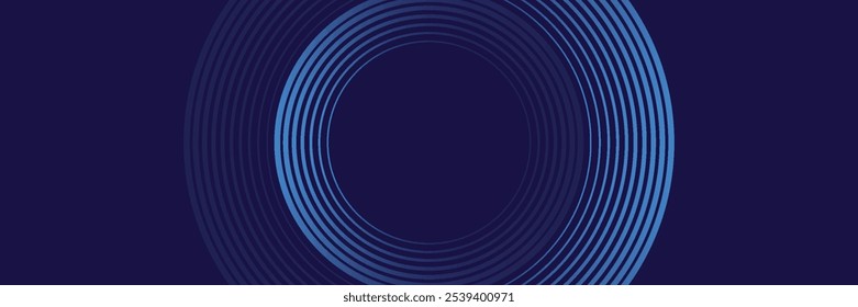 Líneas geométricas brillantes azules Abstractas sobre fondo azul oscuro. Moderno patrón de líneas de círculo azul brillante. Concepto de tecnología futurista.