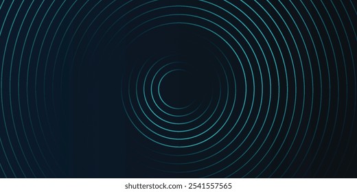Abstract blue glowing geometric lines on dark blue background. Modern shiny blue circle lines pattern. Futuristic technology concept. Suit for cover, poster, banner, header, website. modern