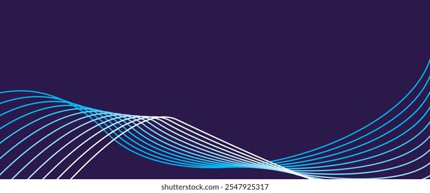 Abstract blue glowing geometric lines on dark blue background. Modern shiny blue circle lines pattern. Futuristic technology concept. Suit for cover
