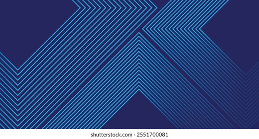 Abstract blue glowing geometric lines on dark blue background. vektor illustration