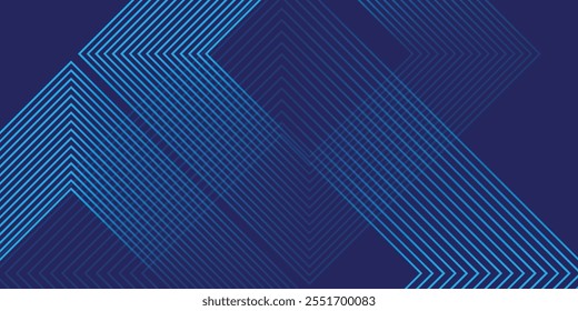 Líneas geométricas brillantes azules Abstractas sobre fondo azul oscuro. Ilustración EPS10