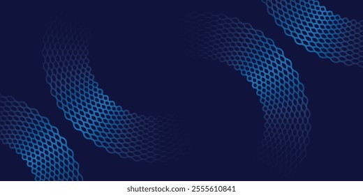 Abstract blue glowing geometric lines on dark blue background. mesh pattern