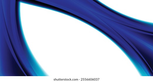 Abstract blue glowing geometric lines on dark blue background. Modern shiny blue circle lines pattern