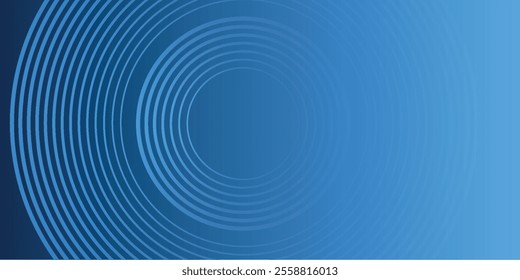 Abstract blue glowing geometric lines on dark blue background. Modern shiny blue circle lines pattern. Futuristic technology concept. Suit for cover, poster,
