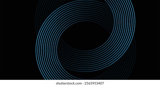 Abstract blue glowing geometric lines on dark blue background. vektor illustration