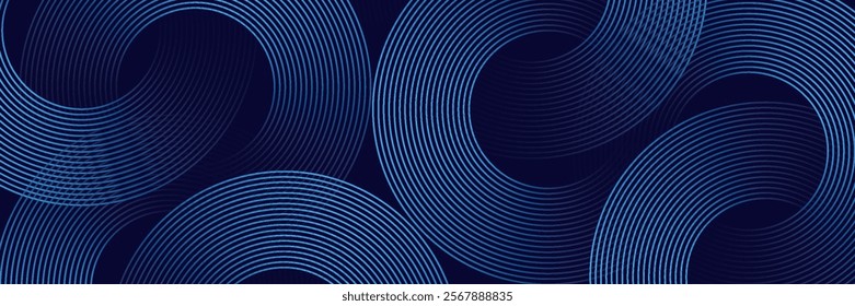 Abstract blue glowing geometric lines modern shiny blue circle lines pattern. Suit for cover, banner, brochure