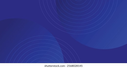 Abstract blue glowing geometric lines on dark blue background. Modern shiny blue circle lines pattern. Futuristic technology concept. Suit for cover, poster, banner, brochure, header, website. modern