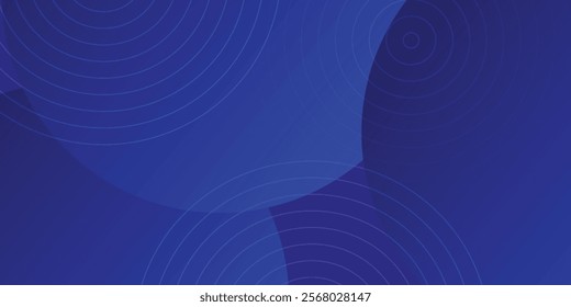 Abstract blue glowing geometric lines on dark blue background. Modern shiny blue circle lines pattern. Futuristic technology concept. Suit for cover, poster, banner, brochure, header, website. modern