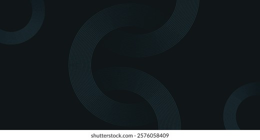 Abstract blue glowing geometric lines on dark blue background. Modern shiny blue circle lines pattern. Futuristic technology concept.