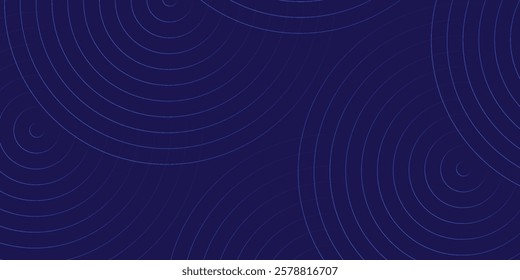 Abstract blue glowing geometric lines on dark blue background. Modern shiny blue circle lines pattern. Futuristic technology concept. Suit for cover, poster, banner, header, website.