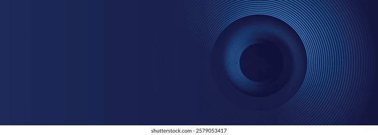 Abstract blue glowing geometric lines on dark blue background. Modern shiny blue circle lines pattern. Futuristic technology concept.	
