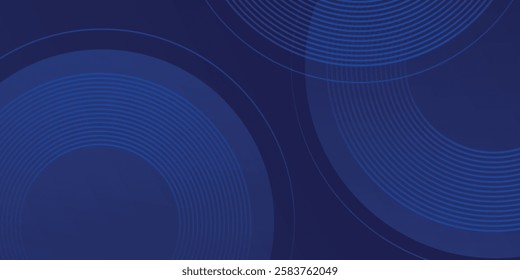 Abstract blue glowing geometric lines on dark blue background. Modern shiny blue circle lines pattern. Futuristic technology concept. Suit for cover, poster,