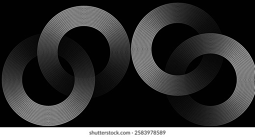 Abstract blue glowing geometric lines on dark blue background circle arts