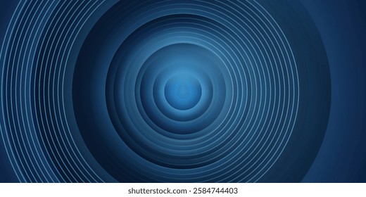 Abstract blue glowing geometric lines on dark blue background. Modern shiny blue circle lines pattern. Futuristic technology concept.