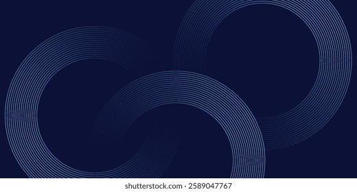 Abstract blue glowing geometric lines on dark blue background. Modern shiny blue circle lines pattern. Futuristic technology concept. Suit for cover, poster,