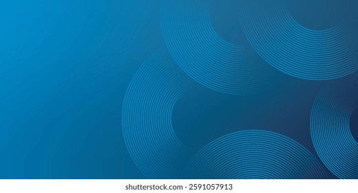 Abstract blue glowing geometric lines on dark blue background. Modern shiny blue circle lines pattern. Futuristic technology concept.
