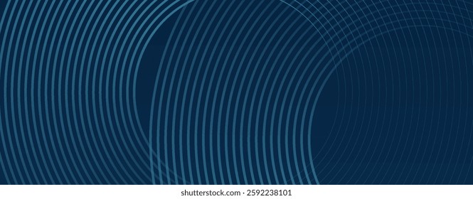 Abstract blue glowing geometric lines on dark blue background. Modern shiny blue circle simple art modern. eps10