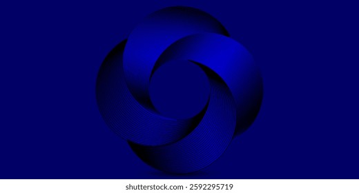 Abstract blue glowing geometric lines on dark blue background. Modern shiny blue circle lines pattern. Futuristic technology 