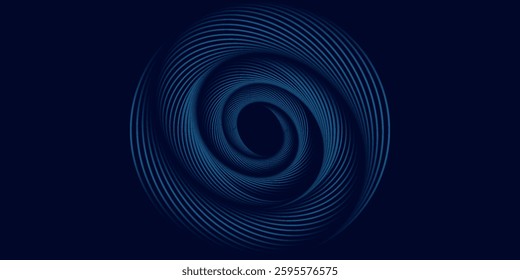 Abstract blue glowing geometric lines on dark blue background. Modern shiny blue circle lines pattern. Futuristic technology concept. Suit for cover, poster,