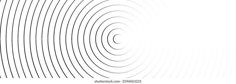 Abstract blue glowing geometric lines on dark blue background. Modern shiny blue circle lines pattern. Futuristic technology concept. Suit for cover, poster, banner, header, website.