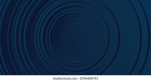 Abstract blue glowing geometric lines on dark blue background. Modern shiny blue circle lines pattern. Futuristic technology concept. Suit for cover, poster, banner, header, website.