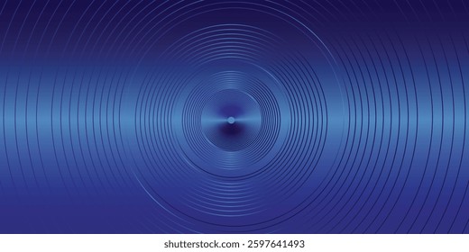 Abstract blue glowing geometric lines on dark blue background. Modern shiny blue circle lines pattern. Futuristic technology concept. Suit for cover, poster, banner, brochure, header, website. eps 10