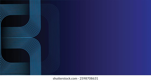 Abstract blue glowing geometric lines for poster, cover, banner, presentation, website, flyer