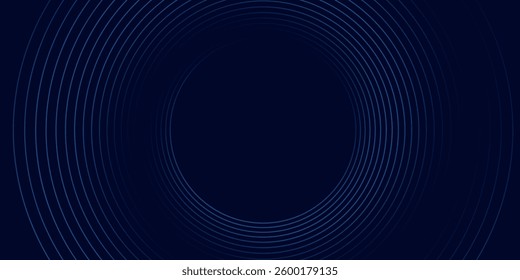 Abstract blue glowing geometric lines on dark blue background. Modern shiny blue circle lines pattern. Futuristic technology concept