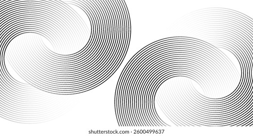 Abstract blue glowing geometric lines on dark blue background. Modern shiny blue circle lines pattern. Futuristic technology concept. Suit for cover, poster, banner, header, website.	