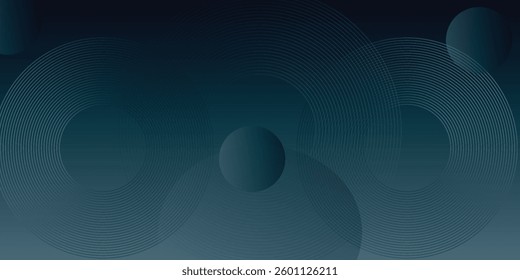 Abstract blue glowing geometric lines on dark blue background. Modern shiny blue circle lines pattern. Futuristic technology concept. Suit for cover, poster, banner, brochure, header, website