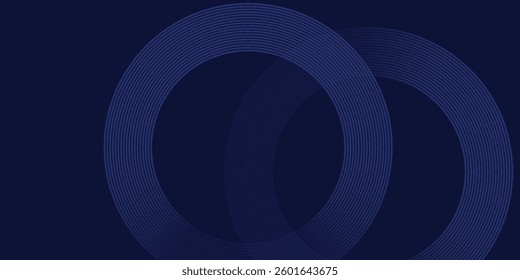 Abstract blue glowing geometric lines on dark blue background. Modern shiny blue circle lines pattern. Futuristic technology concept. Suit for cover, poster, banner, brochure, header, website vector 