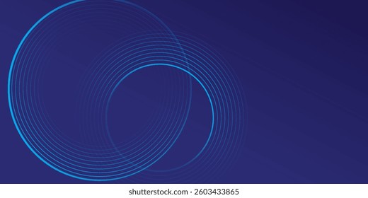 Abstract blue glowing geometric lines on dark blue background. Modern shiny blue circle lines pattern. Futuristic technology concept.