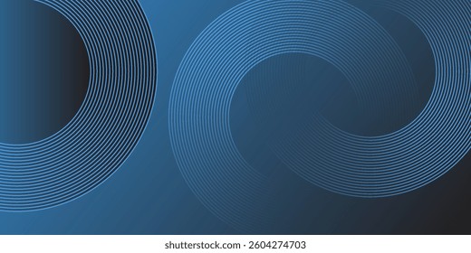 Abstract blue glowing geometric lines on dark blue background. Modern shiny blue circle lines pattern.  Suit for cover  poster  banner  brochure  header  website  vector illustration