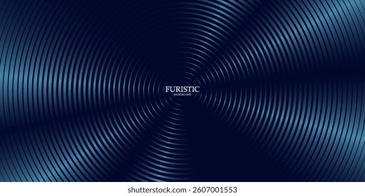 Abstract blue glowing geometric lines on dark blue background. Modern shiny blue circle lines pattern. Futuristic technology concept. Suit for cover, poster,