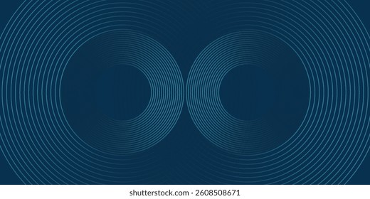 Abstract blue glowing geometric lines on dark blue background. Modern shiny blue circle lines pattern. Futuristic technology concept. Suit for cover  poster  banner  header  website. vector modern
