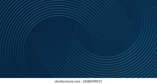 Abstract blue glowing geometric lines on dark blue background. Modern shiny blue circle lines pattern. Suit for cover  poster  banner  header  website. vector illustration