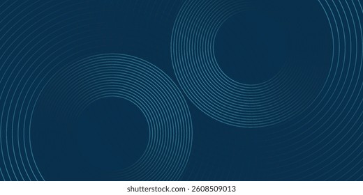 Abstract blue glowing geometric lines on dark blue background. Modern shiny blue circle lines pattern. Suit for cover  poster  banner  header  website. vector illustration