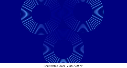 Abstract blue glowing geometric lines on dark blue background. Modern shiny blue circle lines pattern. Futuristic technology concept. vector illustration