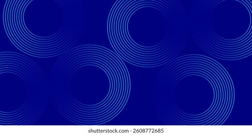 Abstract blue glowing geometric lines on dark blue background. Modern shiny blue circle lines pattern. Futuristic technology concept. vector illustration