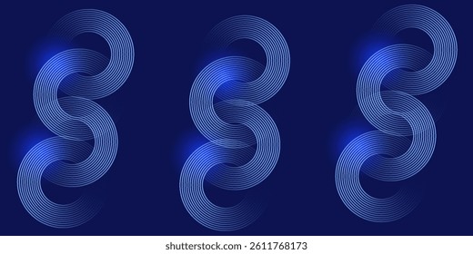 Abstract blue glowing geometric lines on dark blue background. Modern shiny blue circle linesAbstract