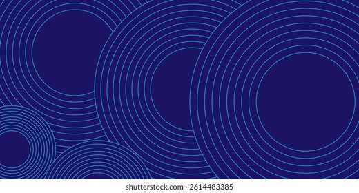 Abstract blue glowing geometric lines on dark blue background. Modern shiny blue circle lines pattern. Futuristic technology concept. Suit for cover, poster, banner eps 10.