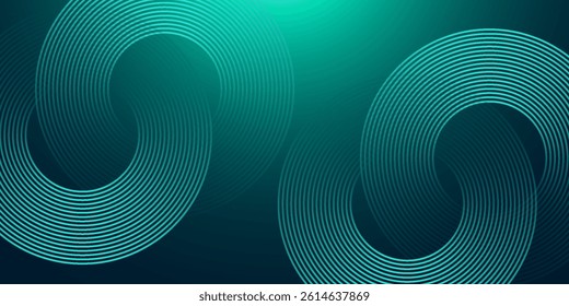Abstract blue glowing geometric lines on dark blue background. Modern shiny blue circle lines pattern. Futuristic technology concept. Suit for cover, poster, banner, header, website.