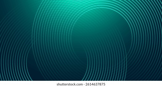 Abstract blue glowing geometric lines on dark blue background. Modern shiny blue circle lines pattern. Futuristic technology concept. Suit for cover, poster, banner, header, website.