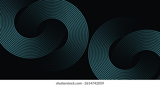 Abstract blue glowing geometric lines on dark blue background. Modern shiny blue circle lines pattern. Futuristic technology concept. Suit for cover, poster, banner, brochure, header