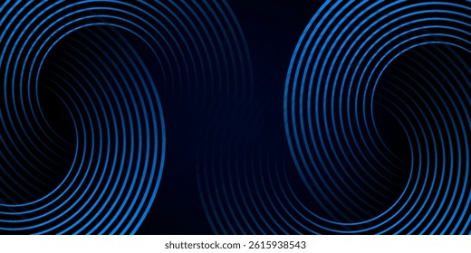 Abstract blue glowing geometric lines on dark blue background. Modern shiny blue circle lines pattern. Futuristic technology concept. Suit for cover, poster, banner eps 10.