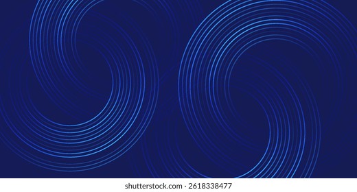 Abstract blue glowing geometric lines on dark blue background. Modern shiny blue circle lines pattern. Futuristic technology concept