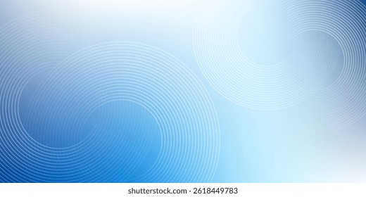Abstract blue glowing geometric lines on dark blue background. Modern shiny blue circle lines pattern. Futuristic technology concept.