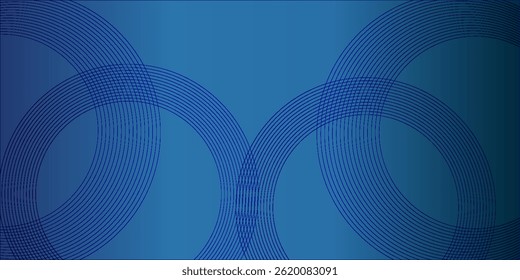 Abstract blue glowing geometric lines on dark blue background. Modern shiny blue circle lines pattern. Futuristic technology concept. Suit for cover, poster, banner, brochure, header, website. eps 10