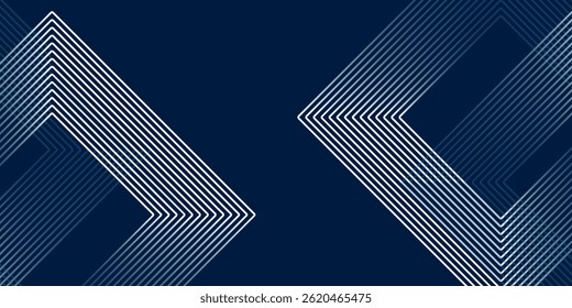 Abstract blue glowing geometric lines on dark background. Modern shiny blue rounded square lines pattern. Futuristic technology concept. Suit for poster, cover, banner, presentation, website, flyer